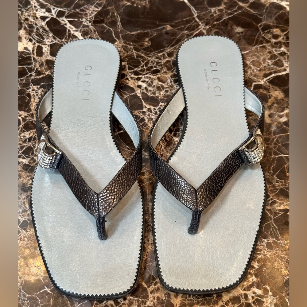 Gucci Black and Silver Sandals